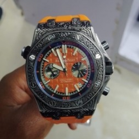 Royal Orange Audemars Piguet 300m/100ft Day Date Automatic Watch